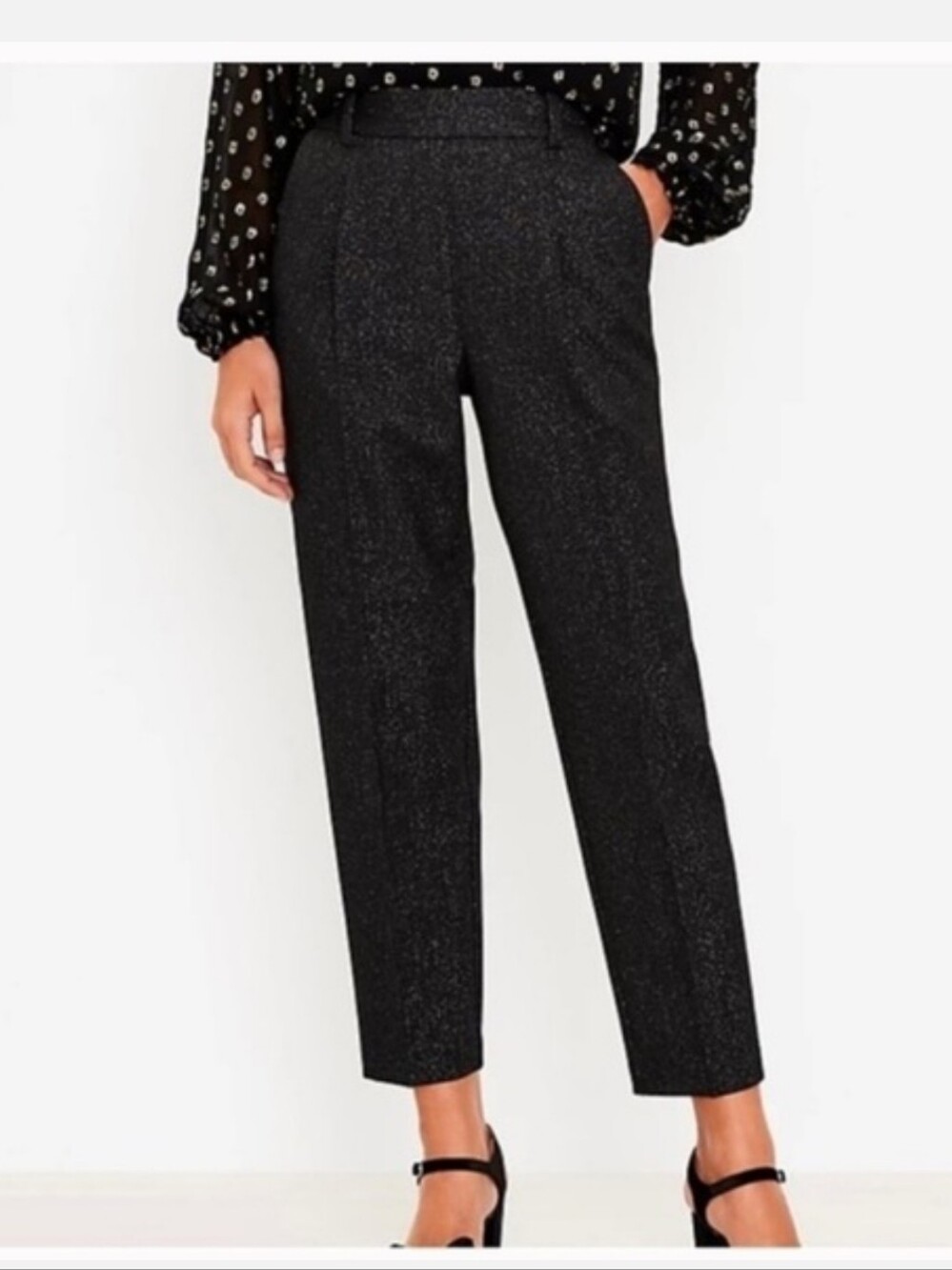 NWT Loft Outlet Black Metallic Riviera Slim Trouser